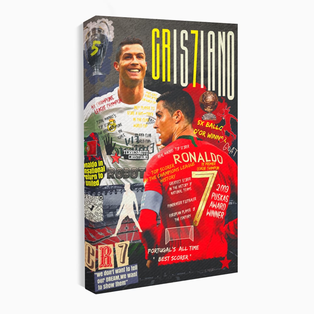 Tablou canvas cu tablou canvas cu cristiano ronaldo, fara rama, pe sasiu de lemn